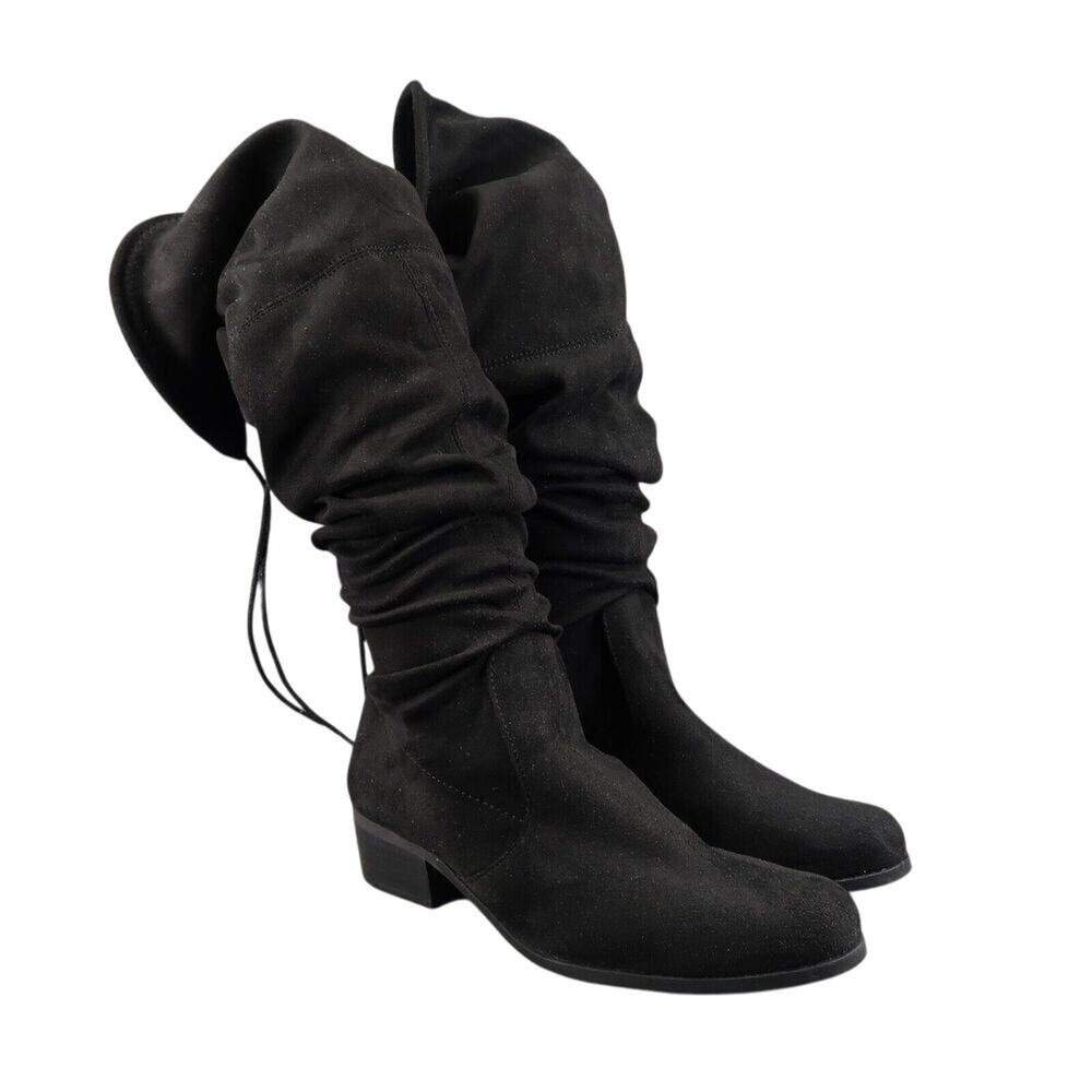 Charles David Shoes Women 7 Boots Fashion Over The Knee Gammon Pull On Tie Black